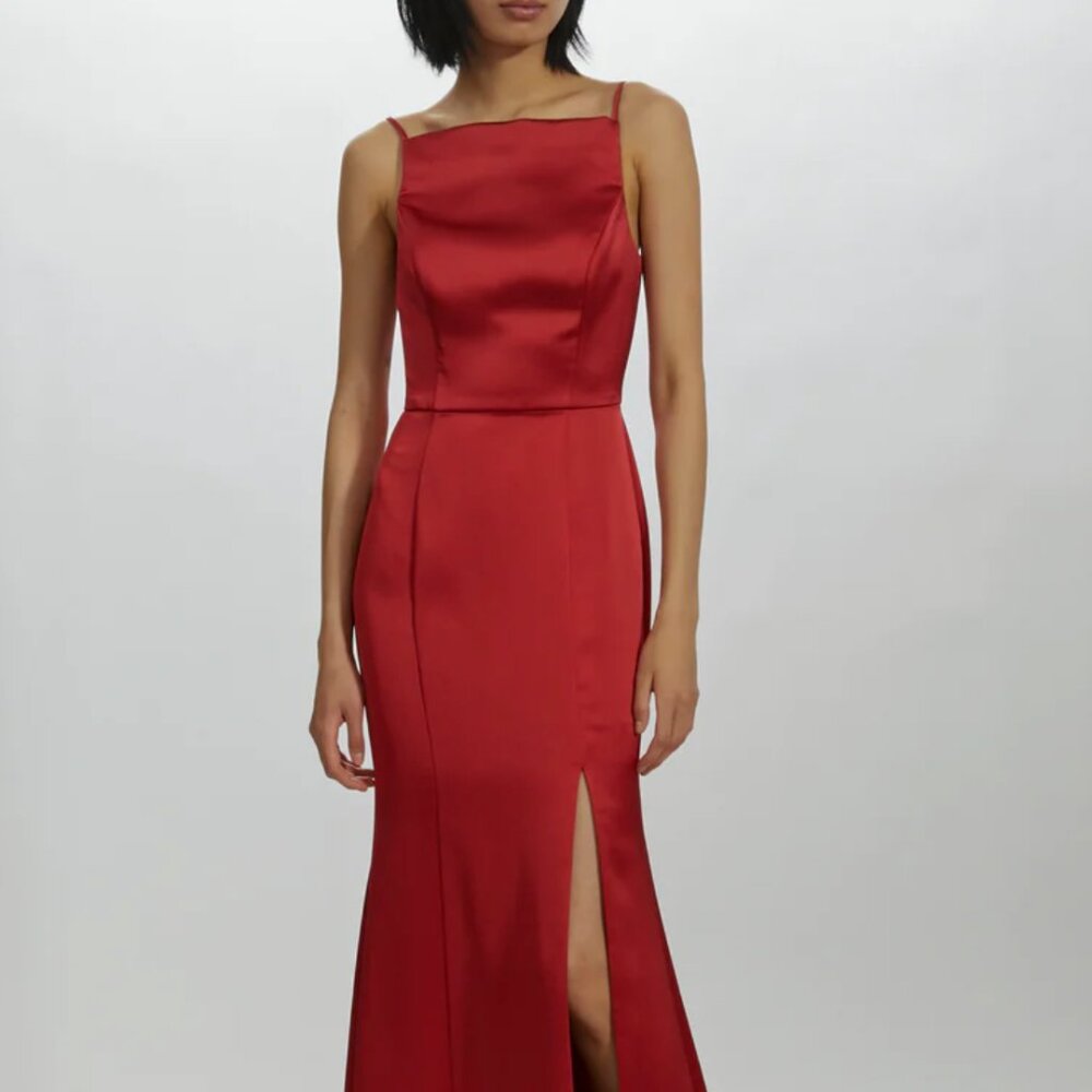 Amsale Tatia GB212S Bridesmaid Dress (Gunmetal - Fluid Satin) Size 6 - Picture 1 of 6